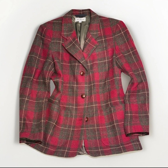 L.L. Bean Jackets & Blazers - LL Bean Jacket Womens 4 Plaid Blazer Wool Career Preppy Lined